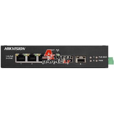 Hikvision 6 prievadų komutatorius DS-3T0506HP-E/HS Hikvision 6 prievadų komutatorius DS-3T0506HP-E/HS