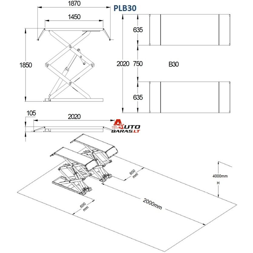 PULI Hidraulinis keltuvas žirklinis 3t 380V 1 PULI Hidraulinis keltuvas žirklinis 3t 380V 1