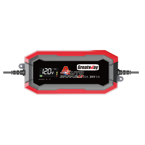 Įkroviklis akumuliatoriui automatinis LCD 12/24V 10A