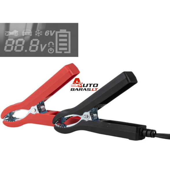Įkroviklis akumuliatoriui automatinis LCD 12/24V 10A 1