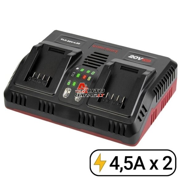 Įkroviklis dvigubas 20V LI-ION WORCRAFT akumuliatoriui