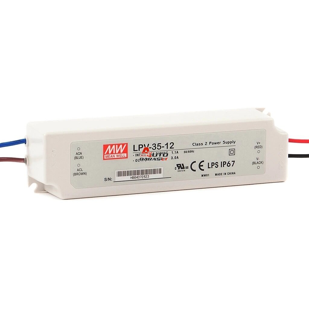Impulsinis maitinimo šaltinis LED 12V 36W 3A IP67, Mean well, LPV-35-12