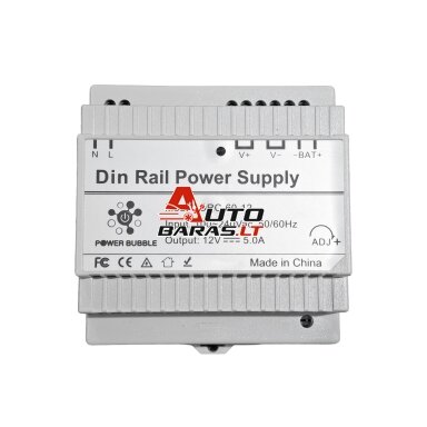 Impulsinis maitinimo šaltinis 12V 60W 5A su rezervinio maitinimo funkcija UPS, tvirtinamas ant DIN bėgio Impulsinis maitinimo šaltinis 12V 60W 5A su rezervinio maitinimo funkcija UPS, tvirtinamas ant DIN bėgio