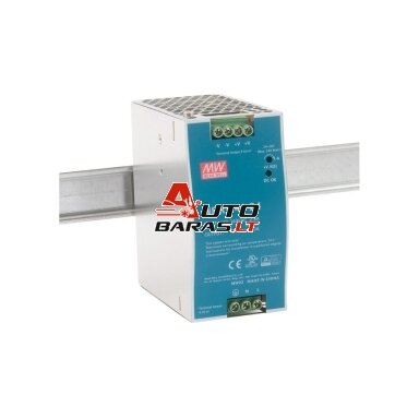 Impulsinis maitinimo šaltinis 24V 240W 10A, tvirtinamas ant DIN bėgio, MEAN WELL, NDR-240-24 Impulsinis maitinimo šaltinis 24V 240W 10A, tvirtinamas ant DIN bėgio, MEAN WELL, NDR-240-24