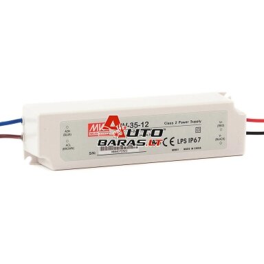 Impulsinis maitinimo šaltinis LED 12V 36W 3A IP67, Mean well, LPV-35-12