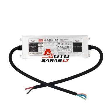 Impulsinis maitinimo šaltinis LED 200W 12V 16A IP67, dimeriuojamas, Mean well XLG-200-12-A
