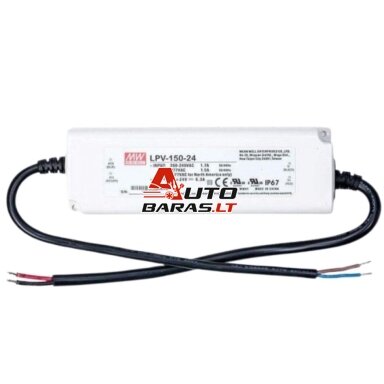Impulsinis maitinimo šaltinis LED 24V 150W 6.3A, IP67, MEAN WELL LPV-150-24 Impulsinis maitinimo šaltinis LED 24V 150W 6.3A, IP67, MEAN WELL LPV-150-24