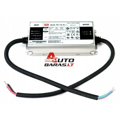 Impulsinis maitinimo šaltinis LED 60W 12V 5A IP67, dimeriuojamas, Mean well XLG-75-12-A