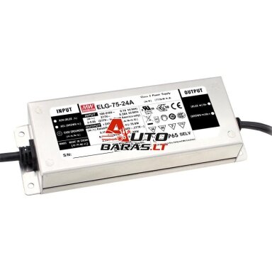 Impulsinis maitinimo šaltinis LED Mean well ELG-75-24A-3Y (24V, 75W, 3.15, IP65)