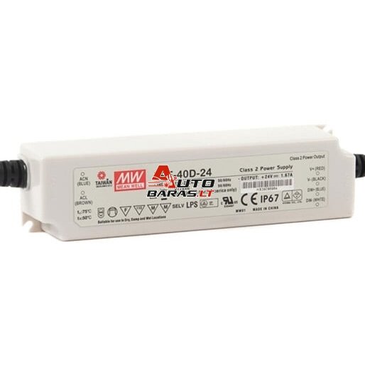 Impulsinis maitinimo šaltinis 24V 1.67A 40.8W IP67, dimeriuojamas