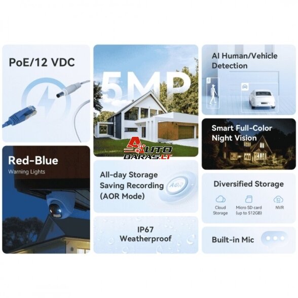 IMOU PoE kamera PS8D-5V0-280, 5MP, Turret, Full-Color, PoE/12V, AOR 6