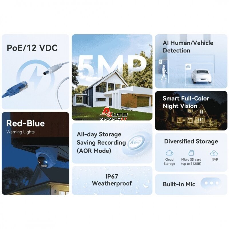 IMOU PoE kamera PS8D-5V0-280, 5MP, Turret, Full-Color, PoE/12V, AOR 6