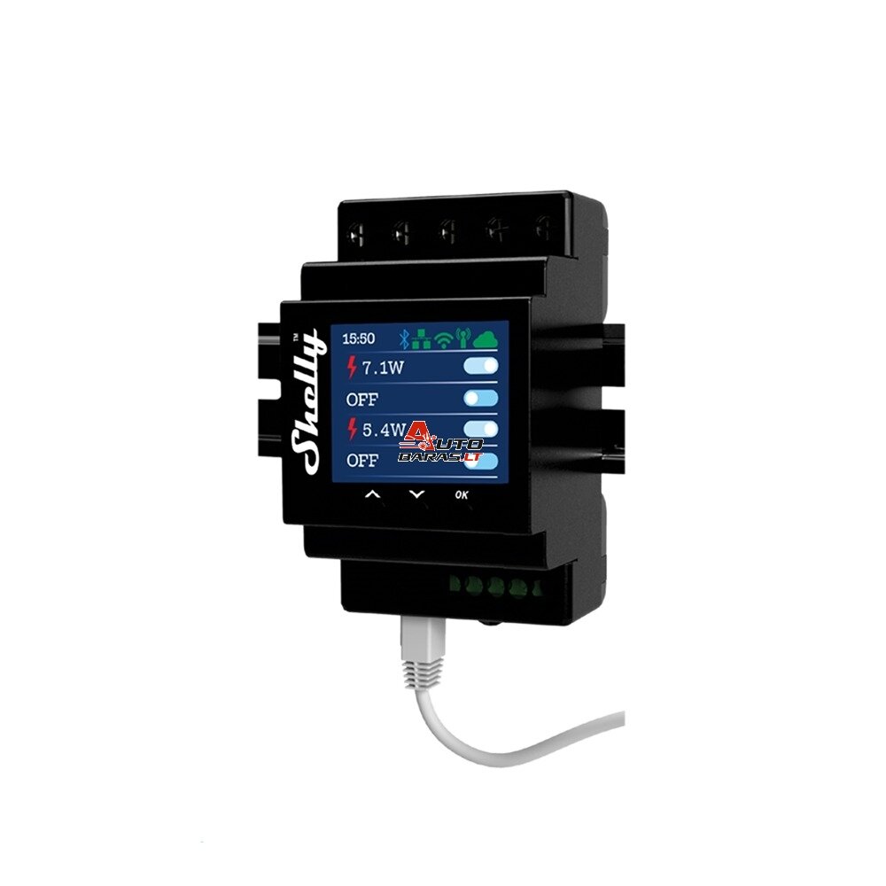 Išmanioji relė Shelly Pro 4PM (4 kanalai, DIN, LAN, Wi-Fi, Bluetooth, 16A/kanalui)