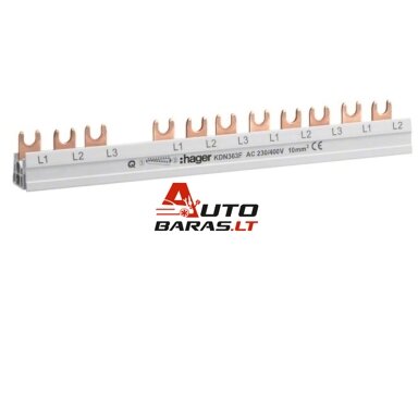Izoliuota sujungimo šyna Hager KDN363F (3P+N, 12 mod., 10mm²) Izoliuota sujungimo šyna Hager KDN363F (3P+N, 12 mod., 10mm²)