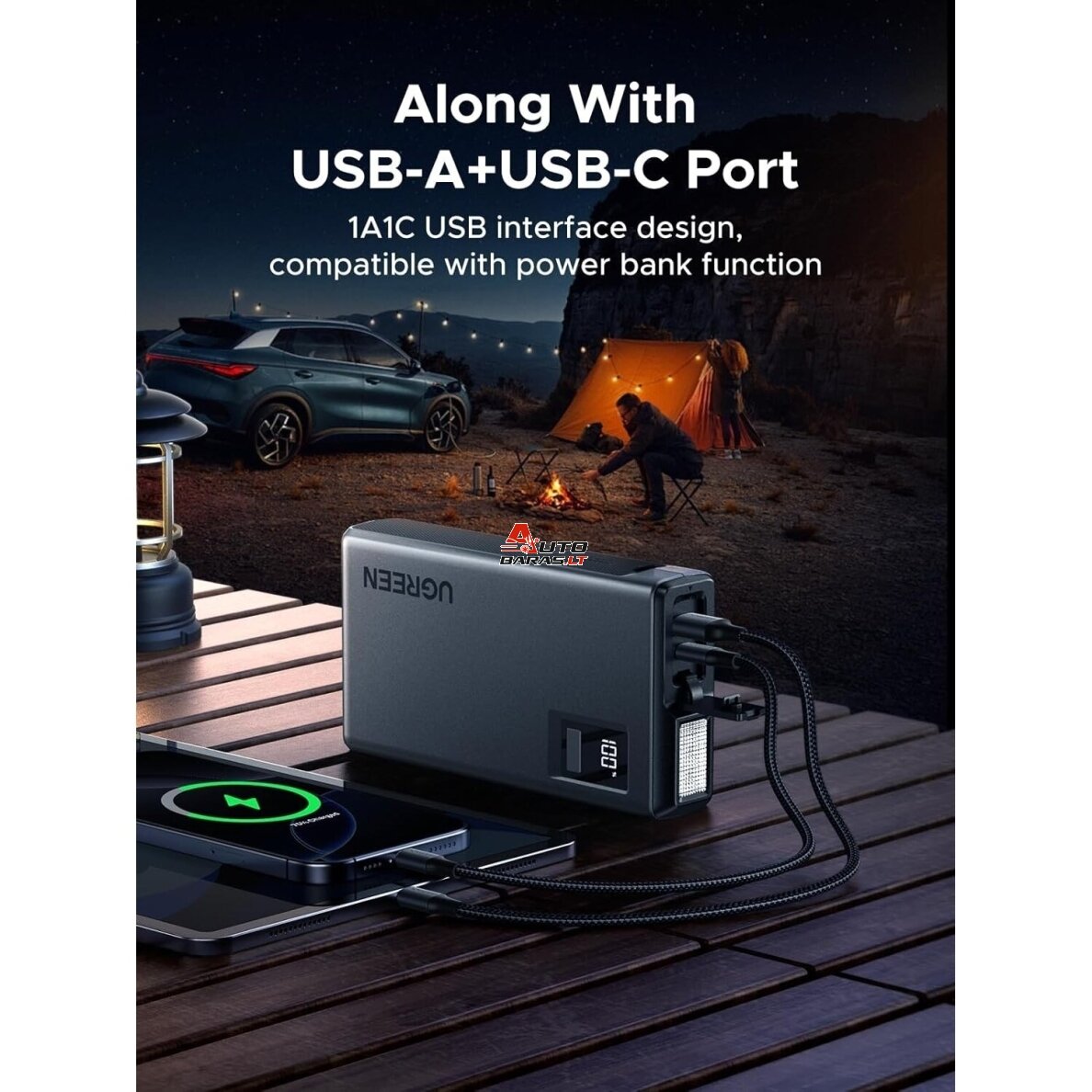 JUMP START BOOSTER Mobilus energijos šaltinis Ugreen ES702 1000A max 12000mAh (35977) JOYROOM 5