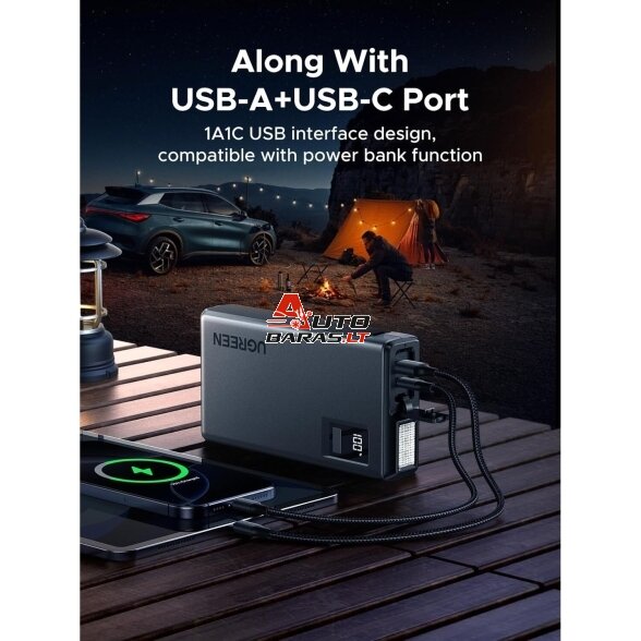 JUMP START BOOSTER Mobilus energijos šaltinis Ugreen ES702 1000A max 12000mAh (35977) JOYROOM 5