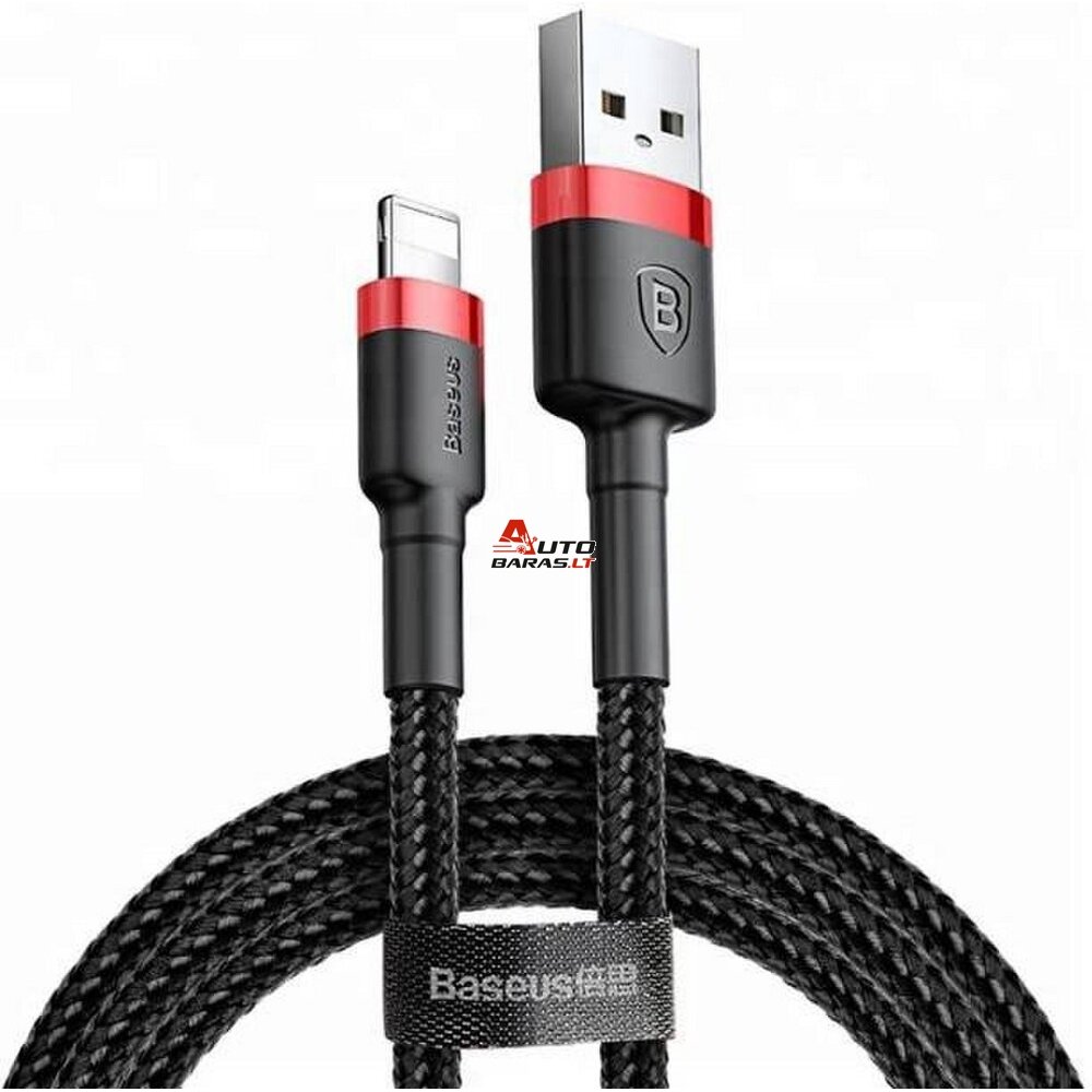 Kabelis USB A - Lightning BASEUS CALKLF-B19 (1.0m, QC3.0, nailoninis, raudonas/juodas)