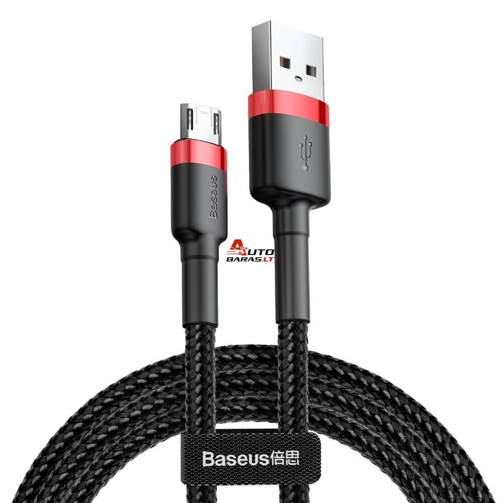 Kabelis USB A - micro USB BASEUS CAMKLF-B91 (1.0m, QC3.0, nailoninis, raudonas/juodas)
