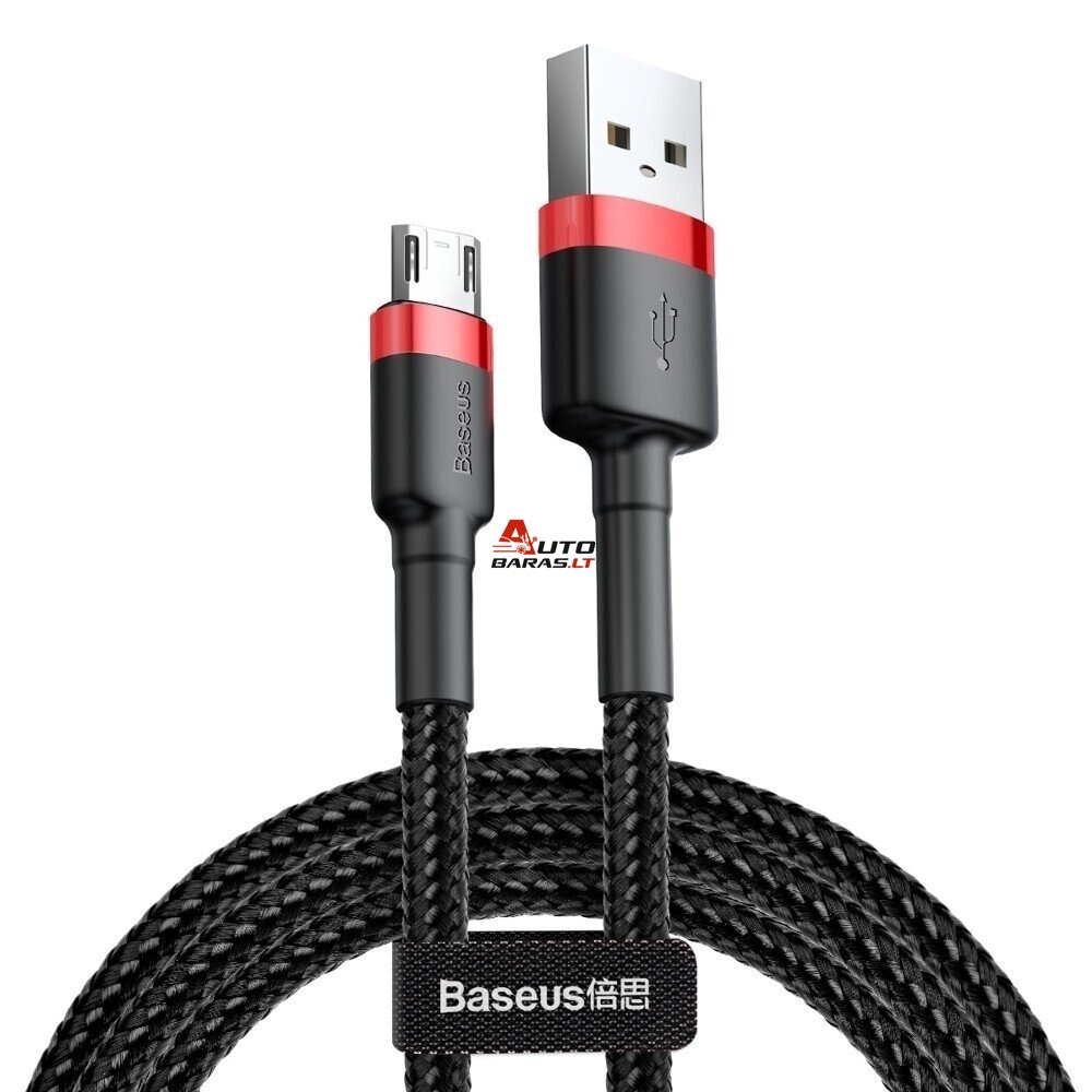 Kabelis USB A - micro USB BASEUS CAMKLF-B91 (1.0m, QC3.0, nailoninis, raudonas/juodas)