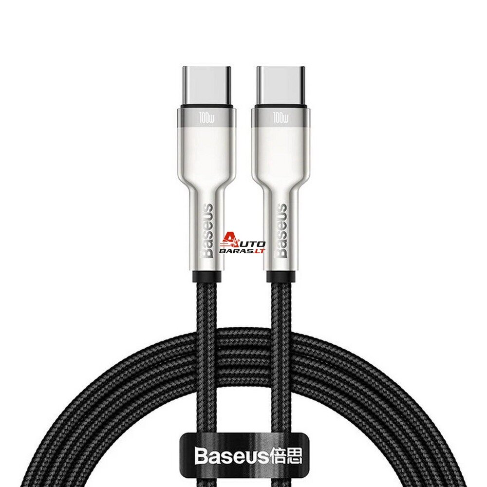 Kabelis USB C - USB C BASEUS CATJK-D01 (2.0m, 100W, duomenų perdavimui ir krovimui, juodas)