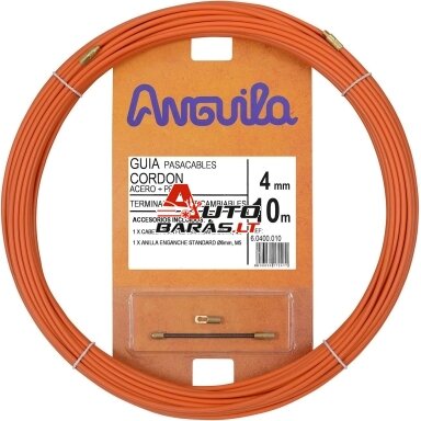 Kabelio pratraukėjas (10m, 4mm, oranžinis, plieninis) Kabelio pratraukėjas (10m, 4mm, oranžinis, plieninis)