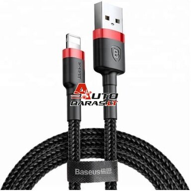 Kabelis USB A - Lightning BASEUS CALKLF-B19 (1.0m, QC3.0, nailoninis, raudonas/juodas) Kabelis USB A - Lightning BASEUS CALKLF-B19 (1.0m, QC3.0, nailoninis, raudonas/juodas)