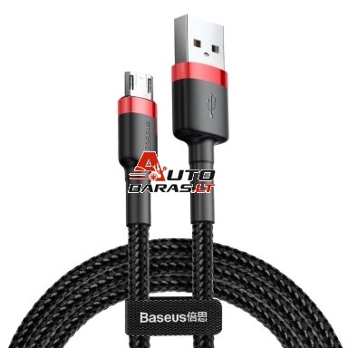 Kabelis USB A - micro USB BASEUS CAMKLF-B91 (1.0m, QC3.0, nailoninis, raudonas/juodas) Kabelis USB A - micro USB BASEUS CAMKLF-B91 (1.0m, QC3.0, nailoninis, raudonas/juodas)