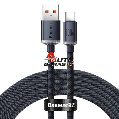 Kabelis USB A - USB C BASEUS CAJY000401 (1.2m, QC3.0, 100W, juodas) Kabelis USB A - USB C BASEUS CAJY000401 (1.2m, QC3.0, 100W, juodas)