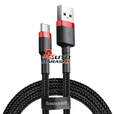 Kabelis USB A - USB C BASEUS CATKLF-B91 (1.0m, QC3.0, nailoninis, raudonas/juodas) Kabelis USB A - USB C BASEUS CATKLF-B91 (1.0m, QC3.0, nailoninis, raudonas/juodas)
