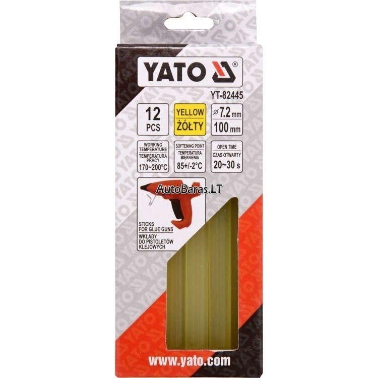 YATO Karštų klijų lazdelių rinkinys (geltonos) (12vnt) 7.2x100mm 2