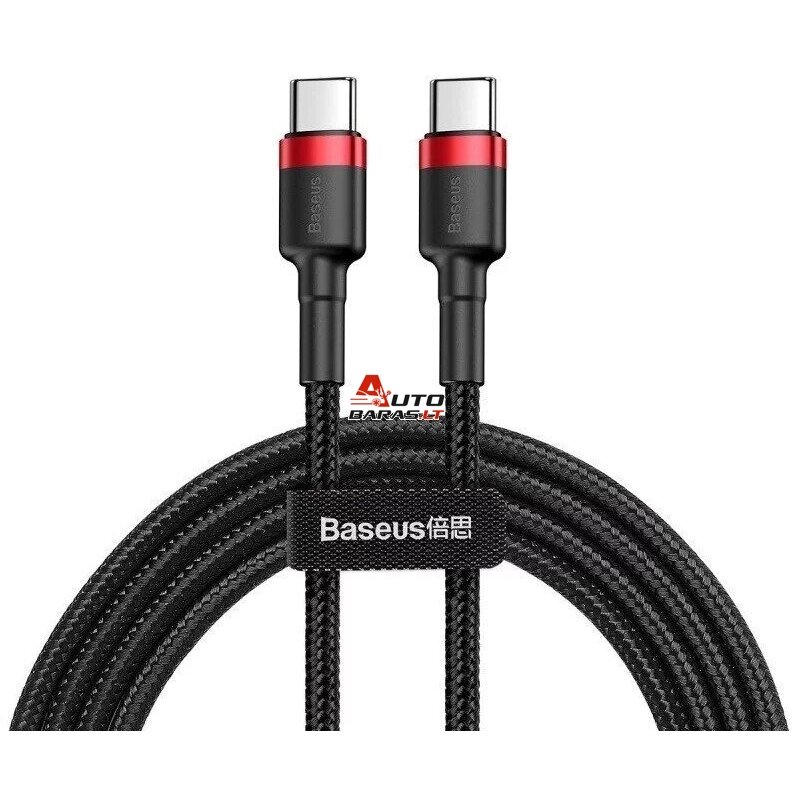 Kabelis USB C - USB C BASEUS CATKLF-G91 (1.0m, QC3.0, nailoninis, raudonas/juodas)