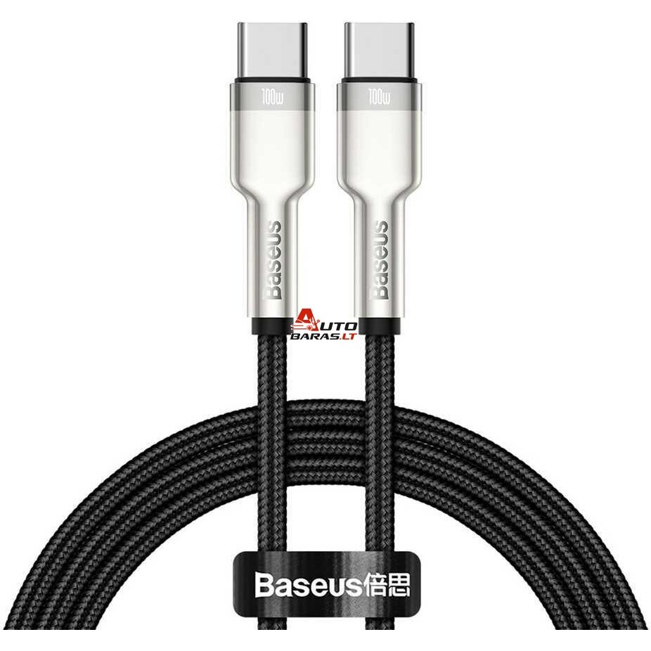 Kabelis USB C - USB C BASEUS CATJK-C01 (1.0m, 100W, duomenų perdavimui ir krovimui, juodas)