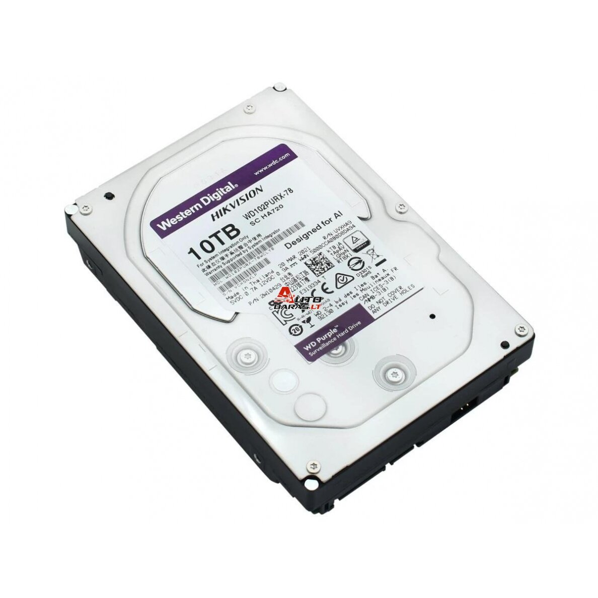 Kietas diskas WD Purple WD102PURX-78 Hikvision Surveillance 10 TB