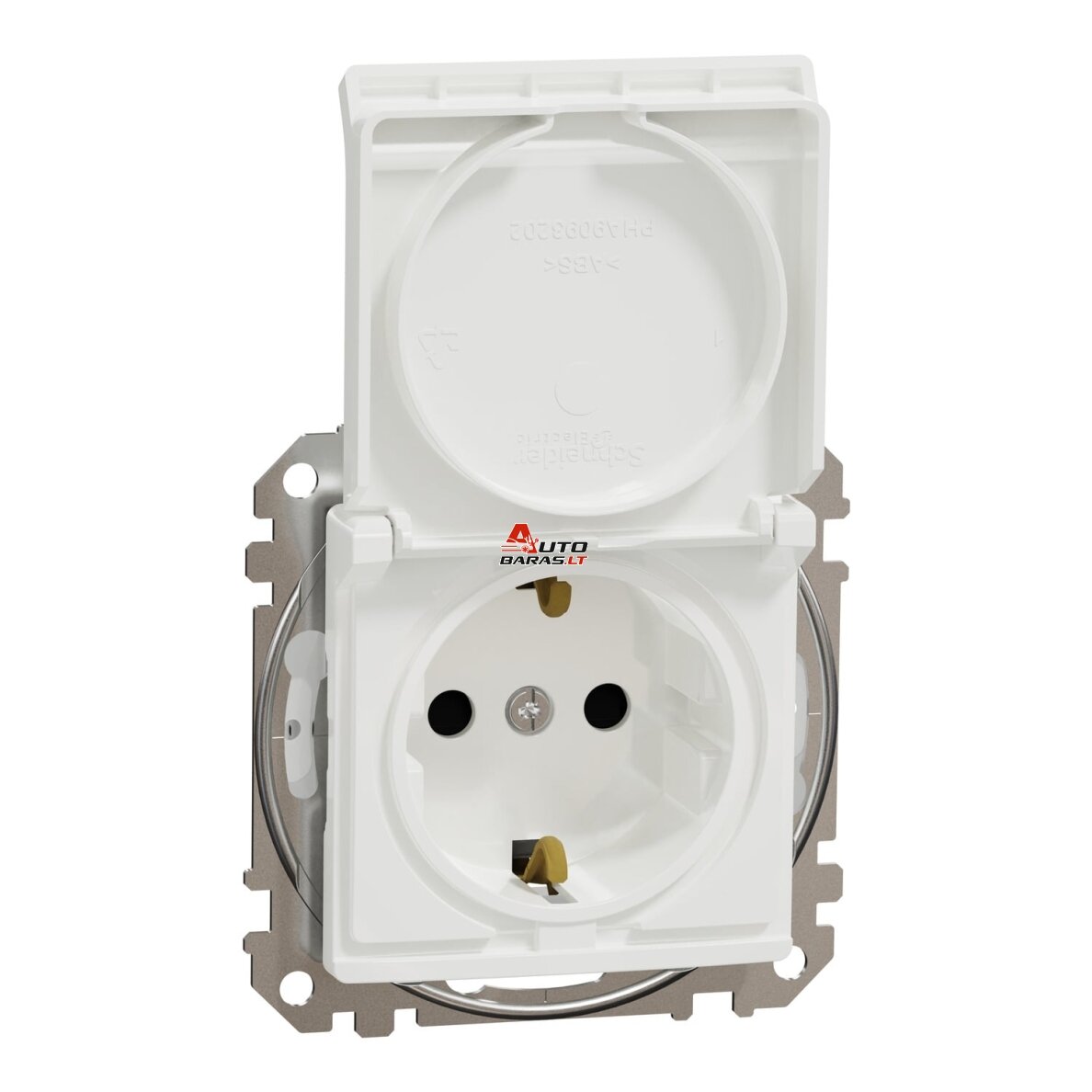 Kištukinis lizdas su įžeminimu ir dangteliu Schneider Electric Sedna Design SDD211024 (baltas, IP44)