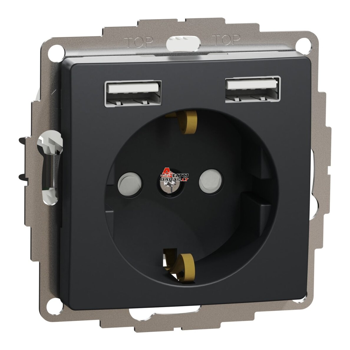 Kištukinis lizdas su įžeminimu Schneider Electric Sedna Design SDD114052 (antracitas, 2xUSB-A)