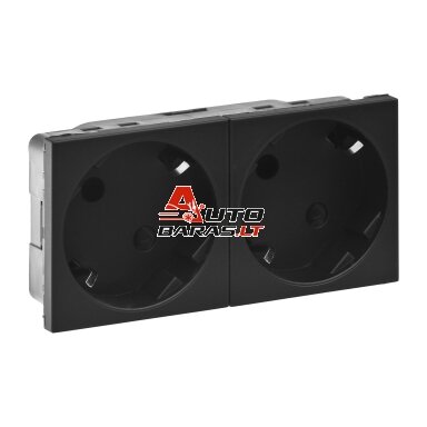 Kištukinis lizdas Legrand 079372L (juodas, matinis, 2x2P+E 45° kampas, IP20)