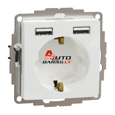 Kištukinis lizdas su įžeminimu + 2x USB-A įkrovimo lizdais Schneider Electric Sedna Design SDD111052 (baltas) Kištukinis lizdas su įžeminimu + 2x USB-A įkrovimo lizdais Schneider Electric Sedna Design SDD111052 (baltas)