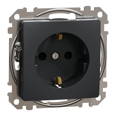 Kištukinis lizdas su įžeminimu ir apsauga nuo vaikų Schneider Electric Sedna Design SDD114022 (antracitas)