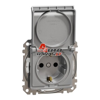 Kištukinis lizdas su įžeminimu ir dangteliu Schneider Electric Sedna Design SDD213024 (IP44, aliuminis)
