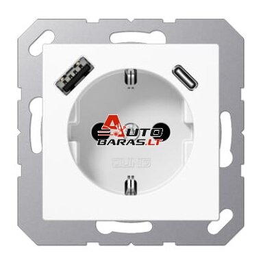 Kištukinis lizdas su USB A + USB C lizdu JUNG A1520-15CAWW (baltas, 16A/250V)