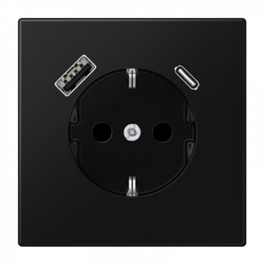 Kištukinis lizdas su USB+USB-C JUNG LS1520-15CASWM (juodas, matinis, 16A/250V) Kištukinis lizdas su USB+USB-C JUNG LS1520-15CASWM (juodas, matinis, 16A/250V)