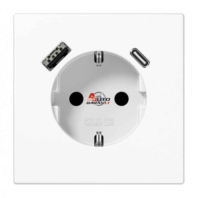 Kištukinis lizdas su USB+USB-C JUNG LS1520-15CAWW (baltas, 16A/250V)