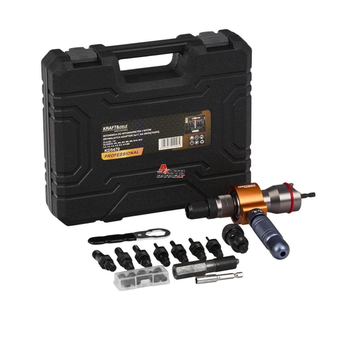 Kniediklio adapteris 3in1 srieginėms kniedėms M3-M12 suktuvui/gręžtuvui 2