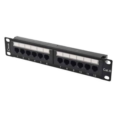 Komutacinė panelė 19'' 1U, UTP 6A cat., 12 prievadų Komutacinė panelė 19'' 1U, UTP 6A cat., 12 prievadų