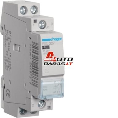 Kontaktorius Hager ESC227 (1P, 25A, 230V, 1NO+1NC, 1 mod.)