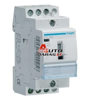 Kontaktorius Hager ETC325 (2 mod, 3P, 25A, 230V) Kontaktorius Hager ETC325 (2 mod, 3P, 25A, 230V)