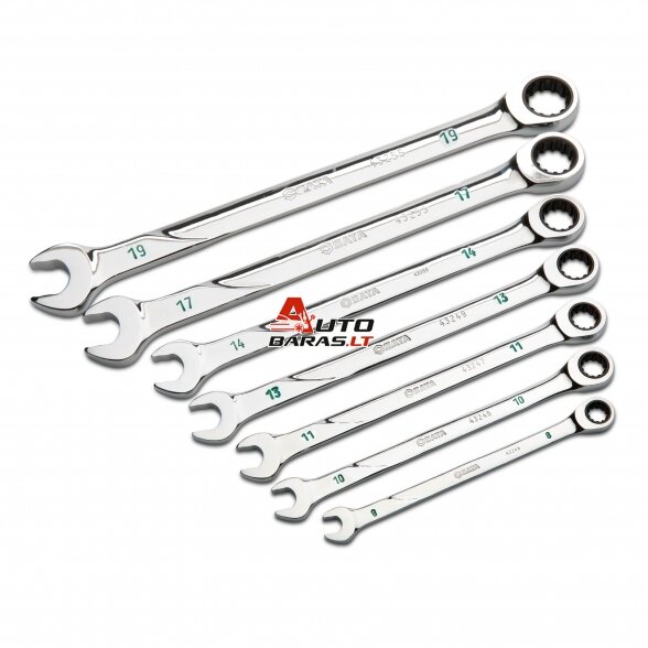 SATA Kombinuotų raktų su terkšle rinkinys 7vnt. (8-19mm) 120XP 1