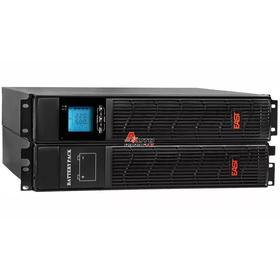 Komplektas EAST UPS 3000VA/2700W Rack/Tower, EPO, LCD + išorinis baterijų paketas 6x9Ah/12V