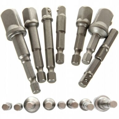 KRAFTDELE ADAPTERIŲ SUKTUVUI RINKINYS 1/4"+3/8"+1/2" (8VNT)