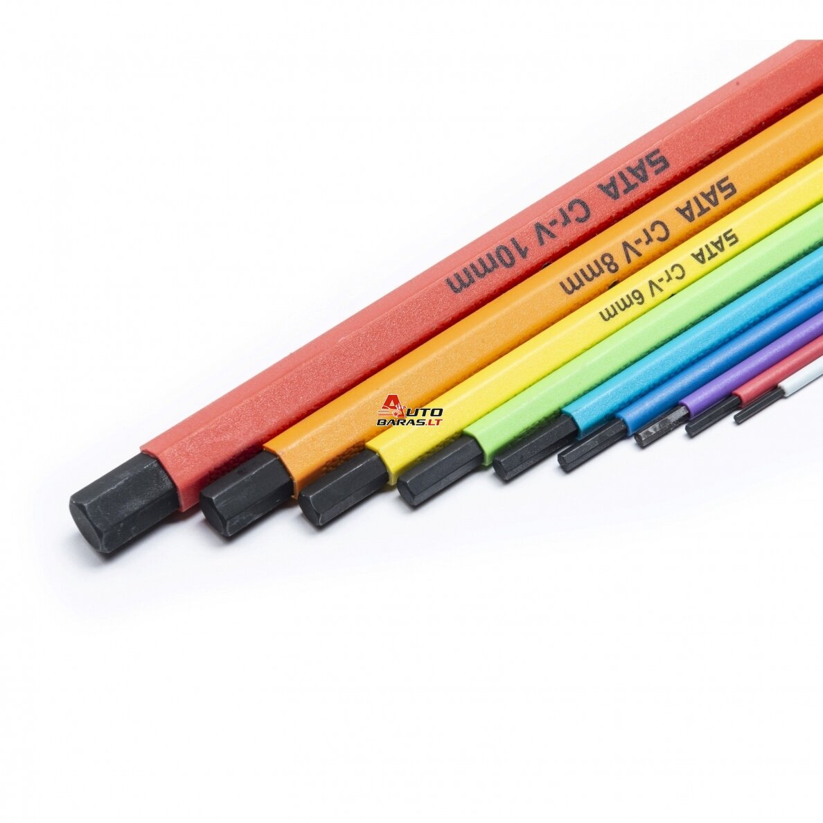 SATA L-tipo šešiakampių vidutinių, raktų rinkinys 9vnt. (spalvoti)(1.5-10mm) 2